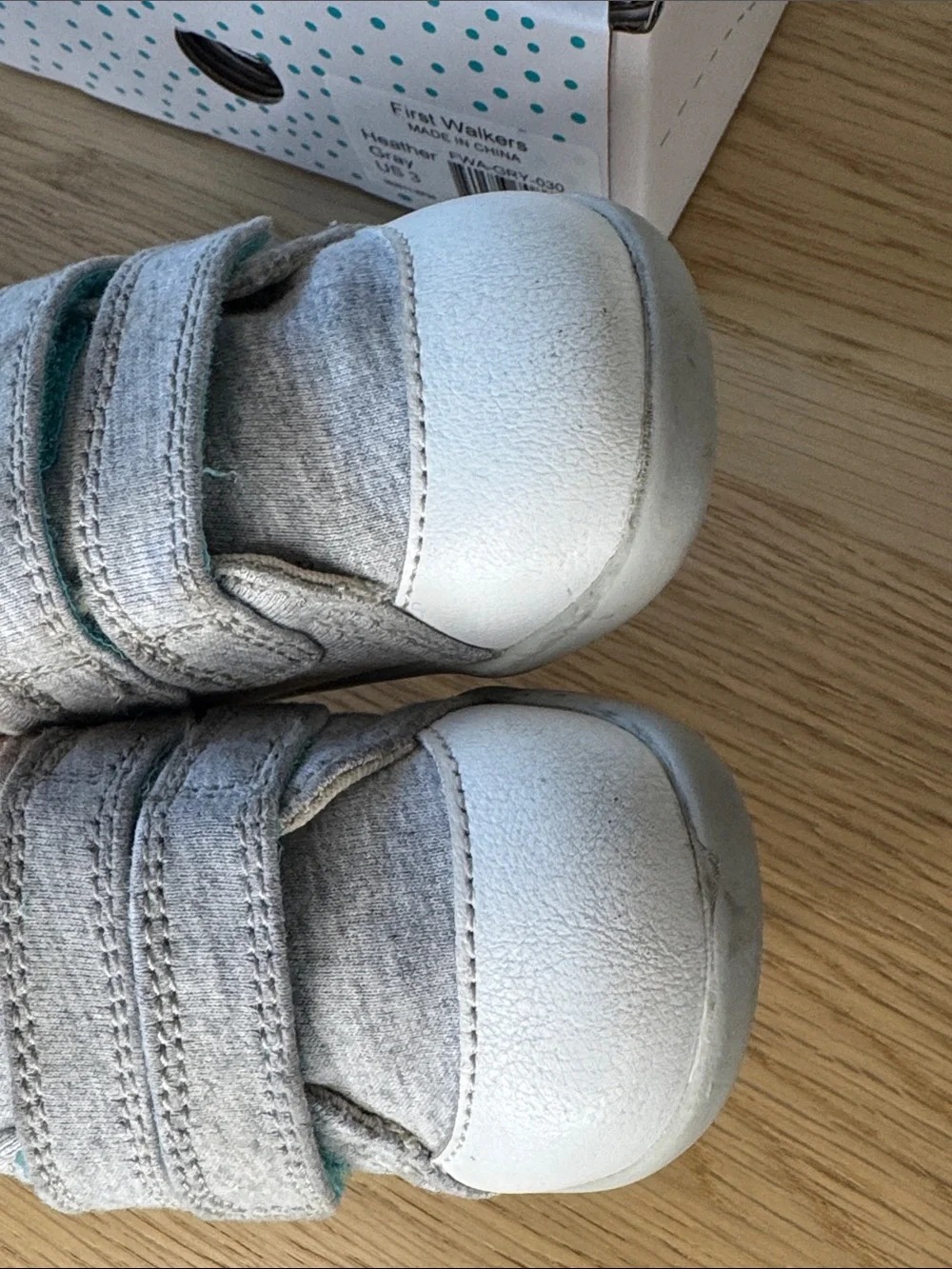 Ten Little Gray & White Baby Velcro Sneakers